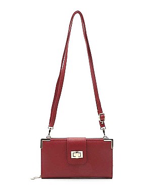 MODERN PLAIN SMOOTH TEXTURED CROSSBODY WALLET