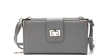 MODERN PLAIN SMOOTH TEXTURED CROSSBODY WALLET