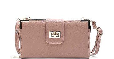 MODERN PLAIN SMOOTH TEXTURED CROSSBODY WALLET