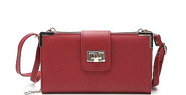 MODERN PLAIN SMOOTH TEXTURED CROSSBODY WALLET