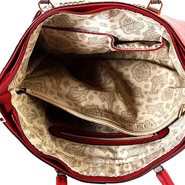 Tassel Chain Accent 2-Way Shopper Tote Wallet SET MH-RX7252W