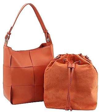 2 IN 1 STYLISH WOVEN SATCHEL WITH LONG STRAP