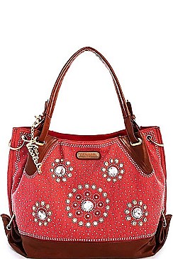 NICOLE LEE LONG STRAP MULTI RHINESTONE SATCHEL