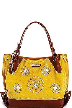 NICOLE LEE LONG STRAP MULTI RHINESTONE SATCHEL