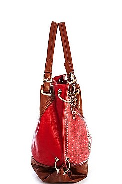 NICOLE LEE LONG STRAP MULTI RHINESTONE SATCHEL