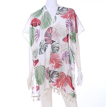 Chic Tropical Print KIMONO with Tassels