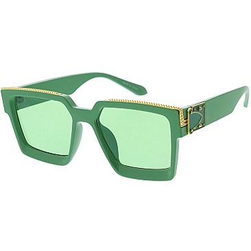 Pack of 12 Unique Gold Detailed Color Block Sunglasses