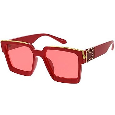 Pack of 12 Unique Gold Detailed Color Block Sunglasses