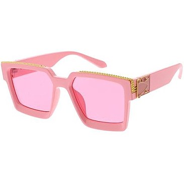 Pack of 12 Unique Gold Detailed Color Block Sunglasses