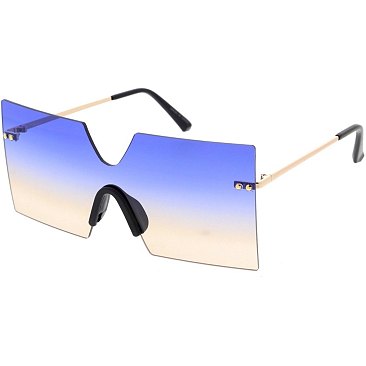 Pack of 12 Stylish Gradient Rimless Shield Sunglasses