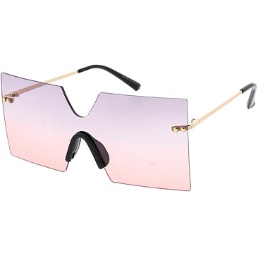 Pack of 12 Stylish Gradient Rimless Shield Sunglasses