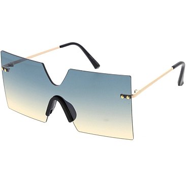 Pack of 12 Stylish Gradient Rimless Shield Sunglasses