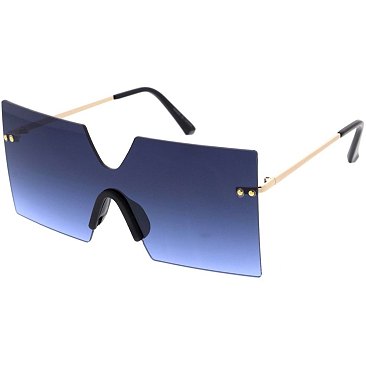 Pack of 12 Stylish Gradient Rimless Shield Sunglasses