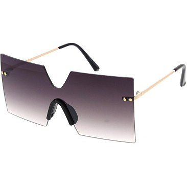 Pack of 12 Stylish Gradient Rimless Shield Sunglasses