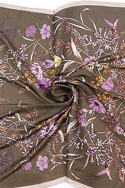 SQUARE WHIMSICAL PRINT SILKY SCARF