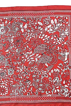 SQUARE FLORAL SILKY BANDANA