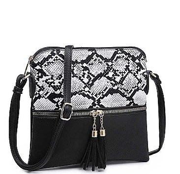 TWO TONE DESIGNER SNAKE PRINT CROSSBODY BAG