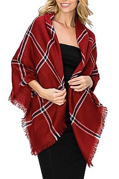 PACK OF 12 PCS ASSORTED COLOR PLAID PATTERN BLANKET SCARVES