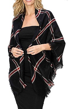 PACK OF 12 PCS ASSORTED COLOR PLAID PATTERN BLANKET SCARVES