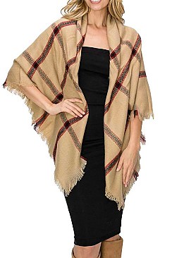 PACK OF 12 PCS ASSORTED COLOR PLAID PATTERN BLANKET SCARVES