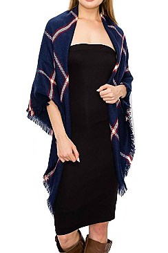 PACK OF 12 PCS ASSORTED COLOR PLAID PATTERN BLANKET SCARVES