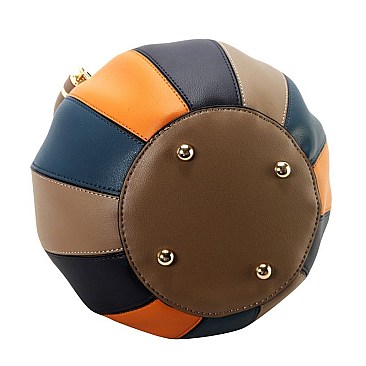 Color Block Ball-Shaped Drawstring 2-Way Satchel