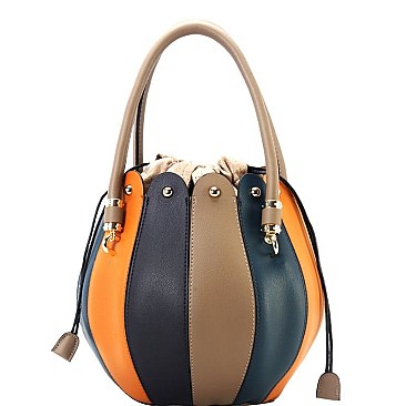 Color Block Ball-Shaped Drawstring 2-Way Satchel
