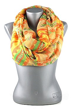 PACK OF (12 PCS) ASSORTED COLOR AZTEC TRIBAL PRINT INFINITY SCARVES