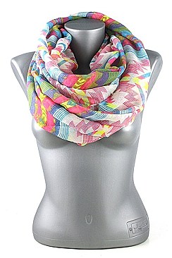 PACK OF (12 PCS) ASSORTED COLOR AZTEC TRIBAL PRINT INFINITY SCARVES