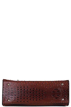 2 IN 1 CROC PATTERN SATCHEL WITH LONG STRAP