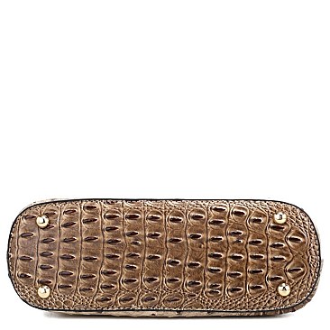 Ostrich Embossed Mid-Zip Tasseled Sling Bag