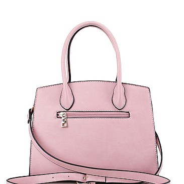 2-Way Medium Snake Print Padlock Accent Satchel