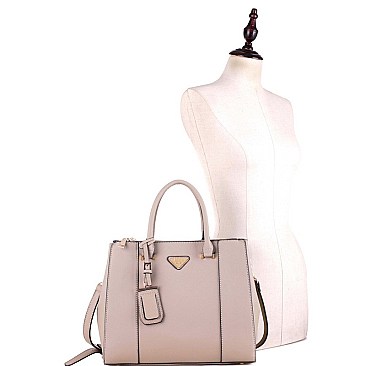 STRUCTURED TRIANGLE LOGO 2 WAY SATCHEL