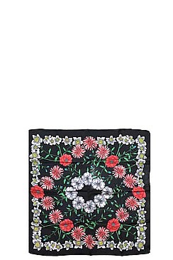 Floral Print Framed Scarf