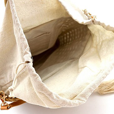 NATURAL STRAW BAMBOO SATCHEL