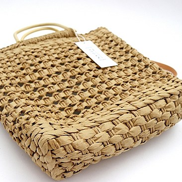 NATURAL STRAW BAMBOO SATCHEL