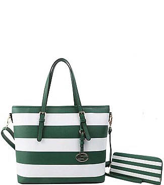 MODERN STRIPED 2in1 SHOPPER BAG WITH WALLET JYT-2521-SET