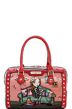 NICOLE LEE STUDDED IRIS BOSTON BAG