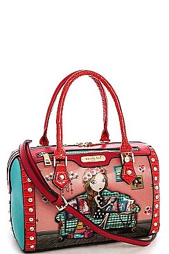 NICOLE LEE STUDDED IRIS BOSTON BAG