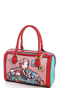 NICOLE LEE STUDDED IRIS BOSTON BAG