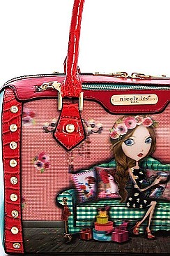 NICOLE LEE STUDDED IRIS BOSTON BAG