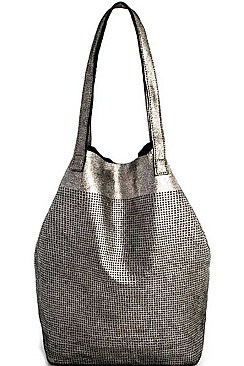 LUXURY GENUINE LEATHER STELLA 2IN1 MESH TOTE BAG