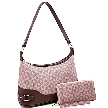 Single Strap Monogram Retro Hobo Wallet SET