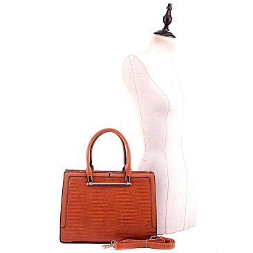 2-Way Structured Lizard Pattern Satchel Wallet SET