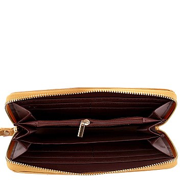 2-Way Structured Lizard Pattern Satchel Wallet SET