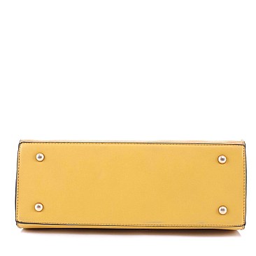 2-Way Structured Lizard Pattern Satchel Wallet SET