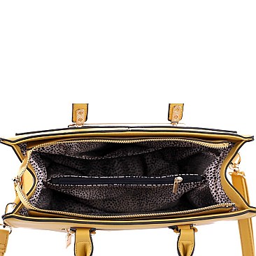 2-Way Structured Lizard Pattern Satchel Wallet SET
