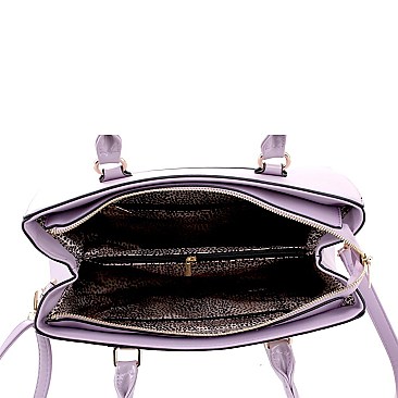 2-Way Structured Snake Print Patent Trim Satchel