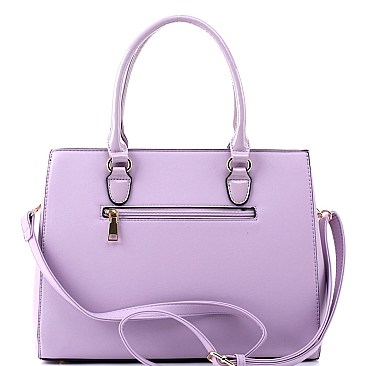 2-Way Structured Snake Print Patent Trim Satchel
