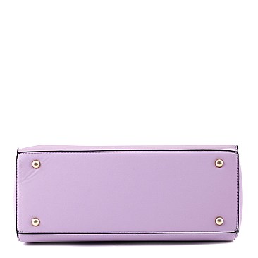 2-Way Structured Snake Print Patent Trim Satchel